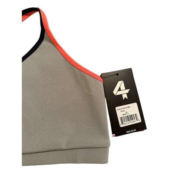 Fourlaps Women's Vitality Sports Bra Silver Workout Fitness Strappy Size XL NWT - Picture 4 of 5
